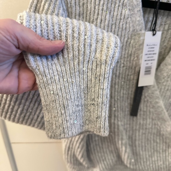 NWT SP MICHAEL STARS Laurel grey sparkle detail woman surplice Wrap rib sweater - Picture 9 of 16